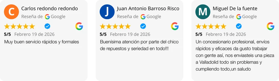 Reseña de Cliente Satisfecho | Recambios Agrícola la Sagra España Reseña de 5 estrellas en Google: buenísima atención en repuestos y seriedad para toda España